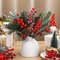50-Piece Christmas Floral Picks – Artificial Snowy Berry Stems with Pinecones and Faux Cedar Pine Needles for Wreaths, Garlands, and Holiday Floral Arrangements (Red)